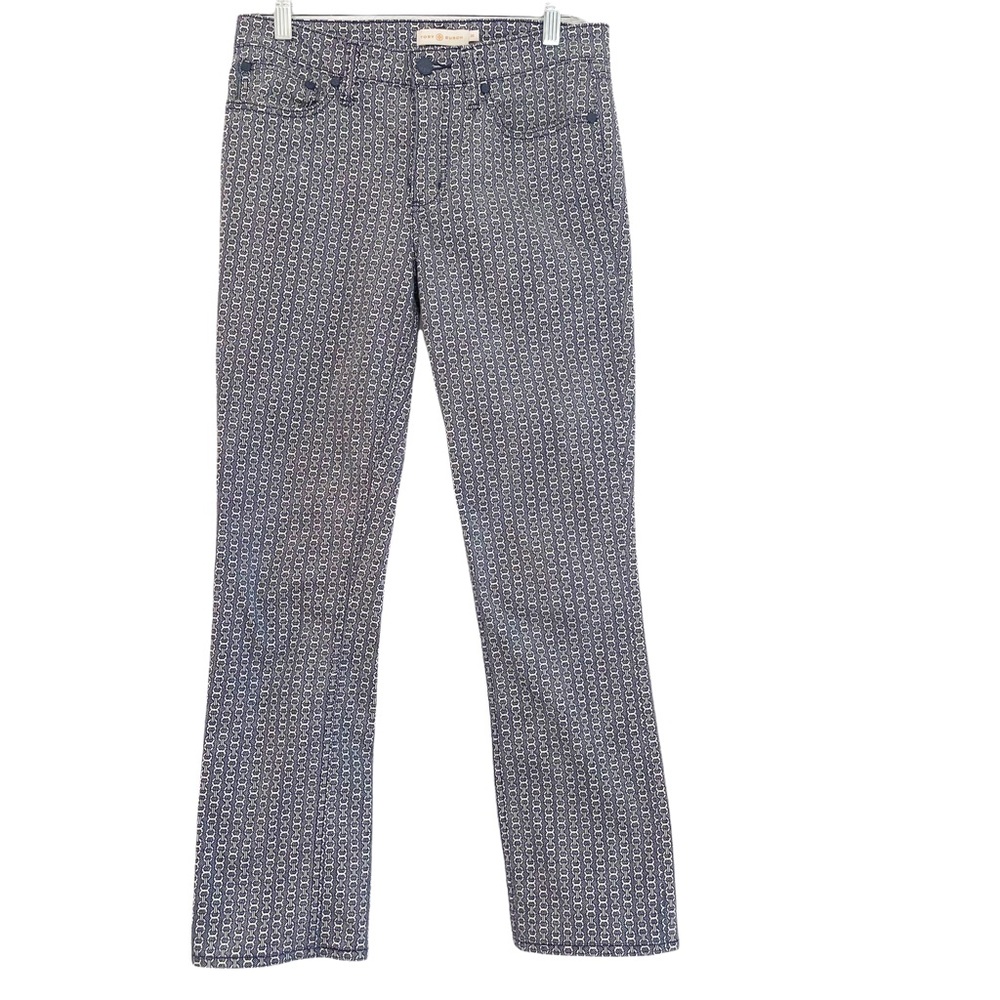 Tory Burch Pannier Cropped Pants Blue White  26